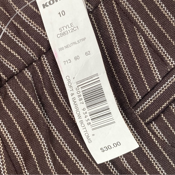 Croft & Barrow Womens Neutral Stripe Elastic Waistband Pants Size 10 Brown NWT - Picture 11 of 12
